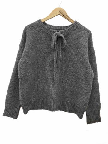 ザラ ZARA KNIT セーター ニット 長袖 レースアップ モヘヤ混 S グレー  