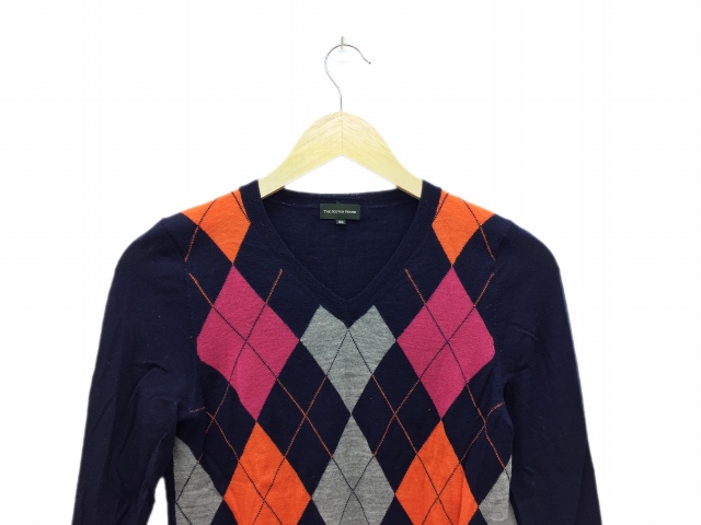 【カシミヤ30%】THE SCOTCH HOUSE ネイビー セーター L セール ウールナイロンハイネックボタンアップニット （その他