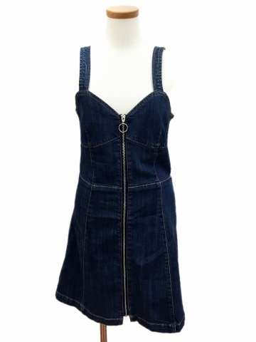 エイチ エム H M ワンピース キャミワンピ ひざ丈 デニム ジップアップ 38 青 ブルー Iy14 レディース 1 ベクトルパーク
