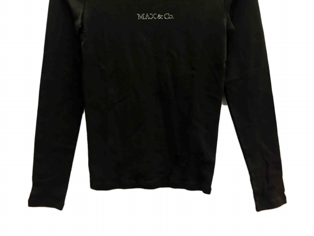 マックス&コー MAX&CO. Tシャツ ロゴ ビジュー 長袖 S 黒 ブラック 