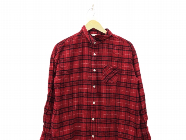 スタディオクリップ Studio Clip ワンピース シャツ ひざ丈 チェック 長袖 赤 レッド Fh29 レディース 1 ベクトルパーク