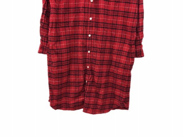 スタディオクリップ Studio Clip ワンピース シャツ ひざ丈 チェック 長袖 赤 レッド Fh29 レディース 1 ベクトルパーク