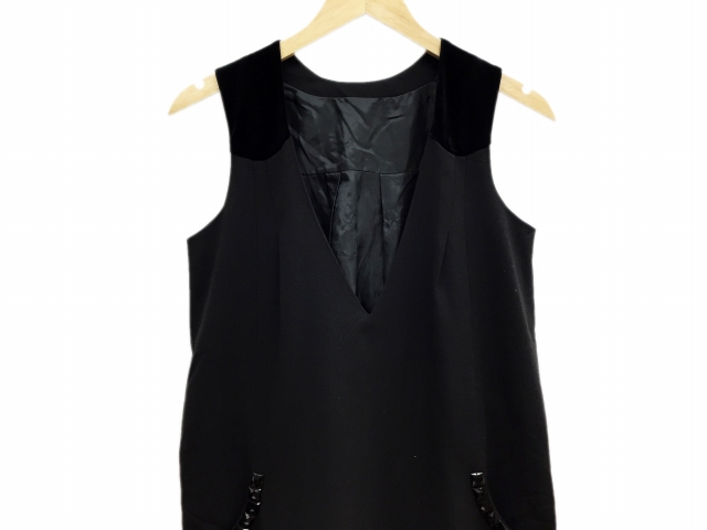 アダムエロペ Adam Et Rope ワンピース ノースリーブ ミニ ベロア 38 黒 ブラック Fh54 レディース 1 ベクトルパーク