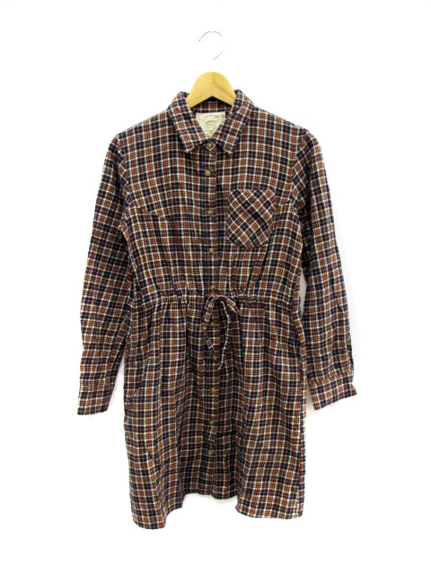 アズノウアズ ピンキー As Know As Pinky シャツ ワンピース ネルシャツ チェック 長袖 オレンジ 紺 ネイビー Kys12 レディース 186 ベクトルパーク