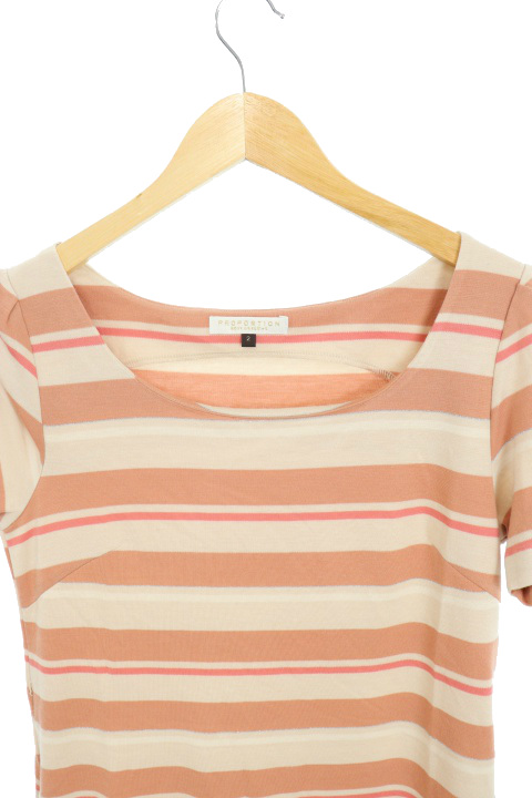 プロポーション ボディドレッシング Proportion Body Dressing ワンピース ミニ 半袖 ボーダー 2 ピンク ベージュ Km29 レディース 1 ベクトルパーク