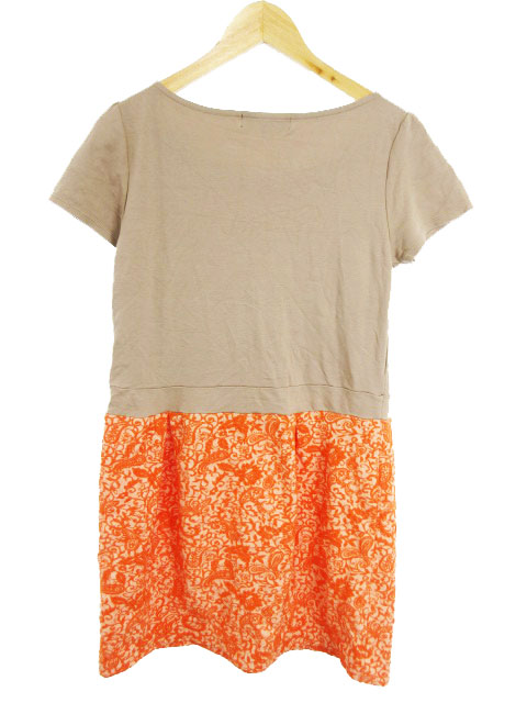 グリーンレーベルリラクシング ユナイテッドアローズ Green Label Relaxing ワンピース 半袖 ひざ丈 ペイズリー柄 38 茶 オレンジ ブラウン Th2 レディース 1 ベクトルパーク