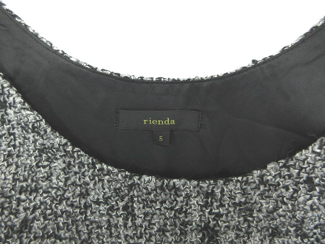 リエンダ Rienda ワンピース ノースリーブ ニット ミニ ウール混 フェイクパール S グレー Ks4 レディース 1 ベクトルパーク