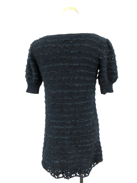 リッチ Rich ワンピース ミニ 半袖 ニット ボーダー ラメ 紺 ネイビー Su36 レディース 1 ベクトルパーク