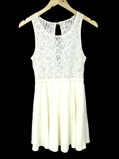 チャオパニック Ciaopanic ワンピース ミニ フレアー ノースリーブ レース F 白 ホワイト アイボリー Jn376 レディース 1 ベクトルパーク