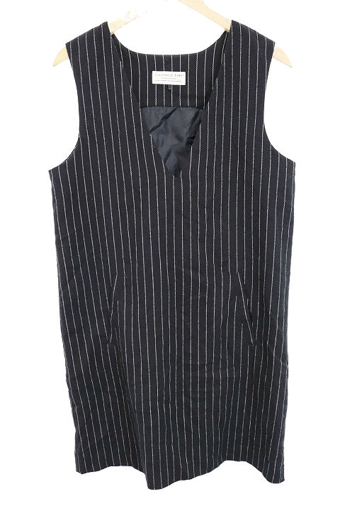 チャオパニック ティピー Ciaopanic Typy ワンピース ひざ丈 ジャンパースカート ノースリーブ ストライプ 1 黒 ブラック Mo5 レディース 1 ベクトルパーク