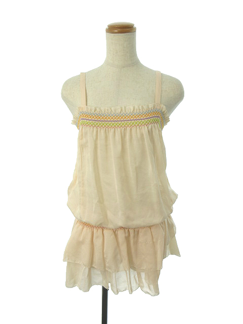 ジルバイジルスチュアート Jill By Jillstuart ワンピース ミニ キャミソール ノースリーブ 刺繍 ティアード S ベージュ ピンク M2o11 レディース 1 ベクトルパーク