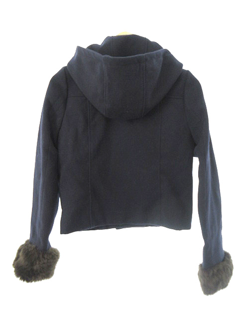 ミーア Miia コート ダッフル ショート丈 総裏地 フェイクファー F 紺