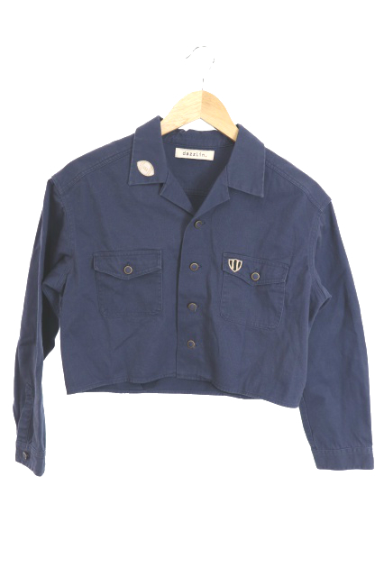 ダズリン Dazzlin ジャケット デニム Gジャン オープンカラー 刺繍 ドロップショルダー 長袖 F 青 ブルー Ri35 レディース 1 ベクトルパーク