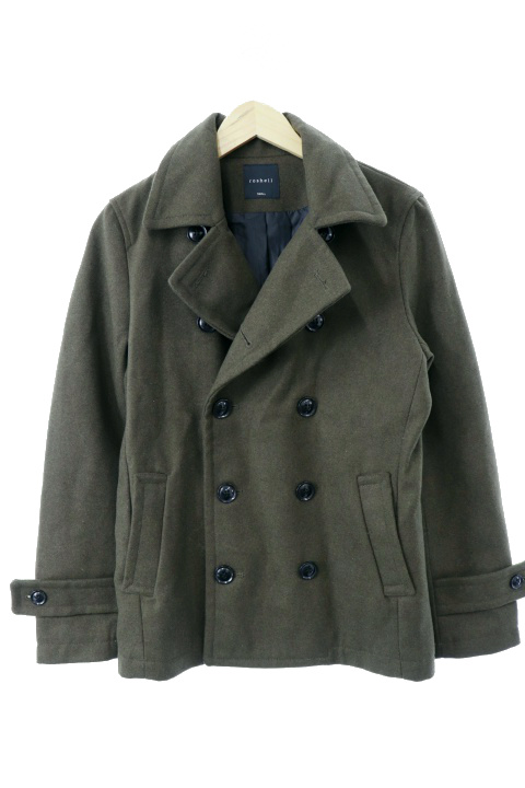 ロシェル Roshell ピーコート Pコート ダブルボタン ウール混 緑 カーキ Mo17 メンズ 1 ベクトルパーク