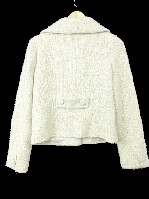 スピック&スパン ノーブル Spick&Span Noble ジャケット ステンカラー 総裏地 ショート ウール混 麻混 リネン混 長袖 白 ホワイト /M2S レディース