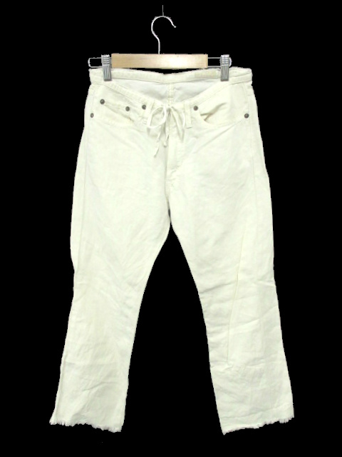 フォーティーファイブアールピーエム 45rpm パンツ ストレート ジップフライ 麻混 リネン混 28 白 ホワイト Y2i18 レディース 1 ベクトルパーク