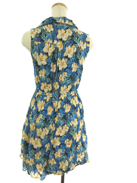 アルシーヴ Archives ワンピース ノースリーブ ひざ丈 花柄 青 ブルー Yt14 レディース 1 ベクトルパーク