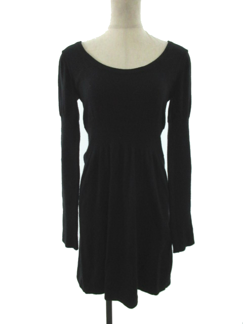 マウジー Moussy ワンピース ニット ひざ丈 長袖 アンゴラ混 2 黒 ブラック Rk19 レディース 1 ベクトルパーク