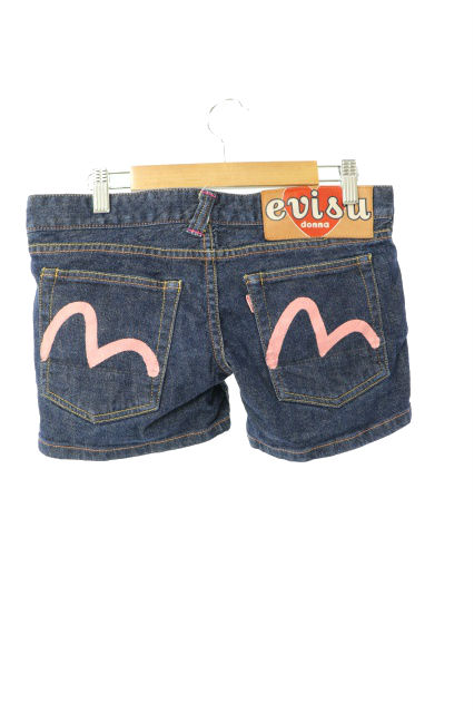 エヴィスドンナ EVISU DONNA パンツ ショート ジーンズ デニム ジップ 