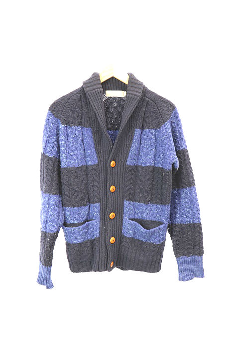 ノーリーズ Nolley S カーディガン 長袖 ボーダー ウール M 黒 ブラック Rt6 レディース 1 ベクトルパーク