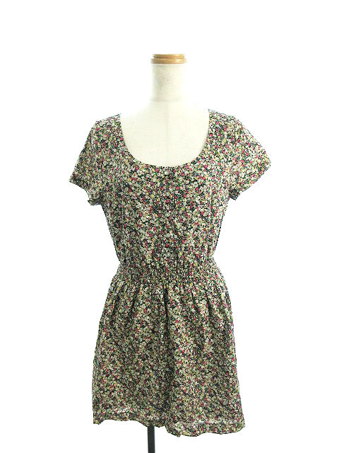 シェル ショア Cher Shore ワンピース ミニ 花柄 半袖 F 黒 ブラック ピンク Yk31 レディース 1 ベクトルパーク