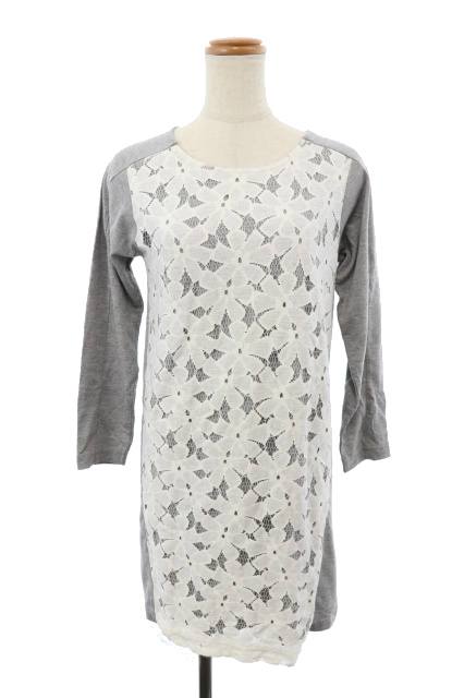 グローバルワーク Global Work ワンピース ミニ カットソー ラグランスリーブ 切替 コットンレース 長袖 S グレー Ks レディース 1 ベクトルパーク