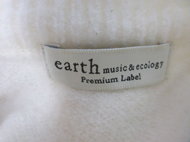 アースミュージック エコロジー Earth Music Ecology プレミアムレーベル Premium Label ワンピース ロング ミモレ ニット ウール混 スリット 刺繍 長袖 F 白 ホワイト Yt34 レディース 1 ベクトルパーク
