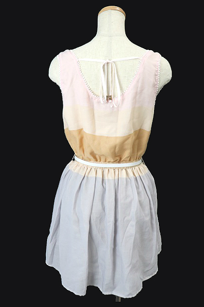 ルージュディアマン Rouge Diamant ワンピース ミニ ノースリーブ Uネック レース ベルト 38 グレー My30 レディース 1 ベクトルパーク