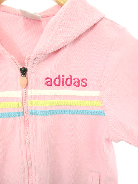 アディダス Adidas パーカー 半袖 ジップアップ フード 150 ピンク Su31 レディース 1 ベクトルパーク