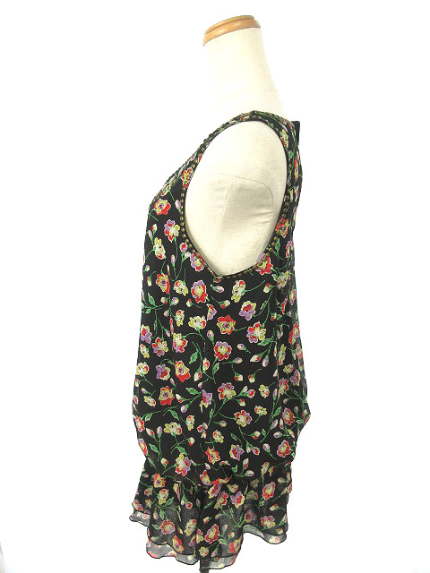 ロイヤルパーティー Royal Party ワンピース ミニ ノースリーブ Vネック 花柄 シフォン 38 黒 ブラック Su レディース 1 ベクトルパーク