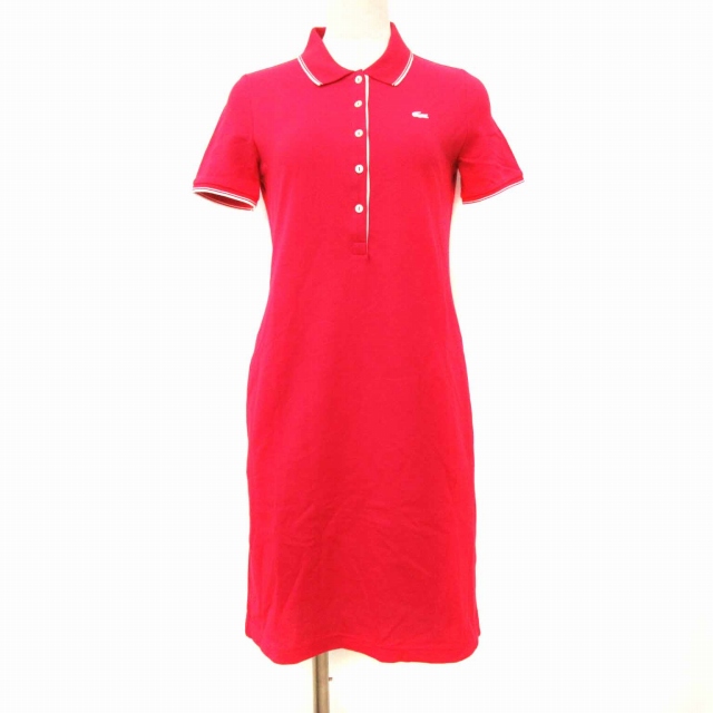 美品♡LACOSTE ラコステ 鹿の子 ポロシャツワンピース ベルト付 40 美品♡LACOSTE ラコステ 鹿の子 ポロシャツワンピース ベルト付