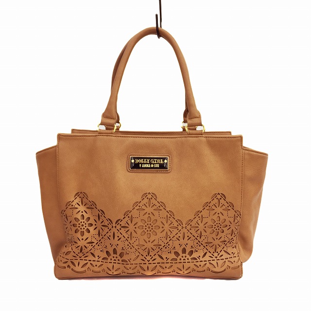 ドーリーガールバイアナスイ Dolly Girl By Anna Sui バッグ ハンド フェイクレザー カットワーク ロゴ プレート 茶 ブラウン レディース 191 ベクトルパーク