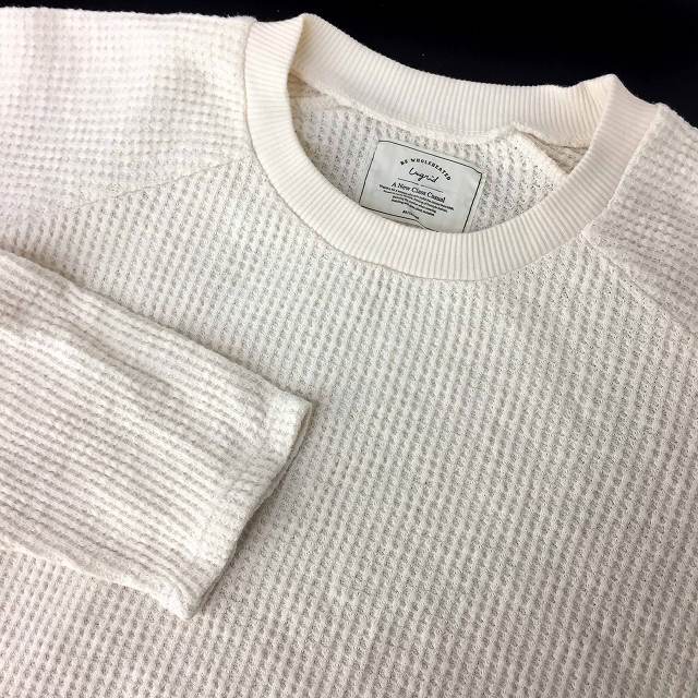 アングリッド Tシャツ ワッフル地 長袖 クルーネック F 白 ■MO