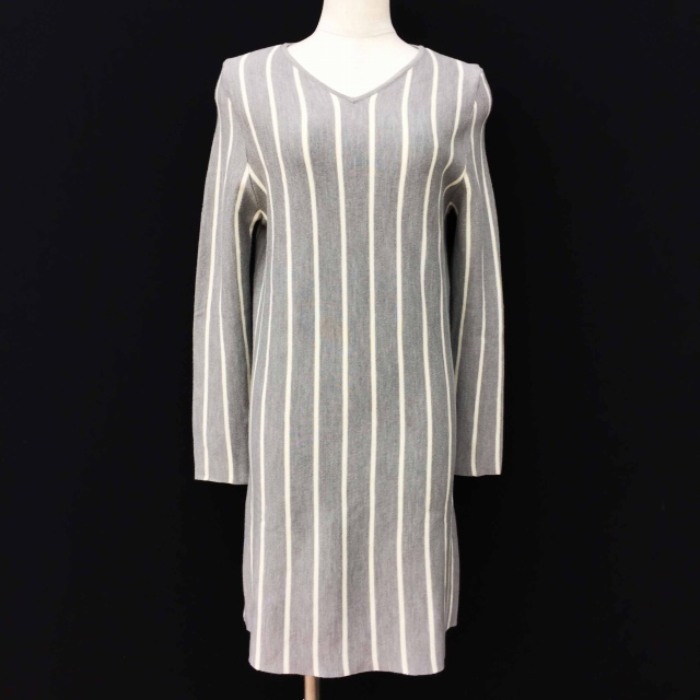 ストロベリーフィールズ Strawberry Fields ワンピース ニット 長袖 Vネック ミニ ストライプ グレー 白 ホワイト Lek レディース 191 ベクトルパーク ストロベリーフィールズ Strawberry Fields ワンピース ニット 長袖 Vネック ミニ ストライプ グレー 白 ホワイト Lek レディース 191 ベクトルパーク