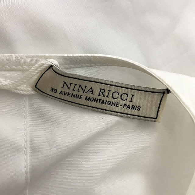 未使用品 ニナリッチ NINA RICCI シャツ ブラウス ロング 長袖 36 白 