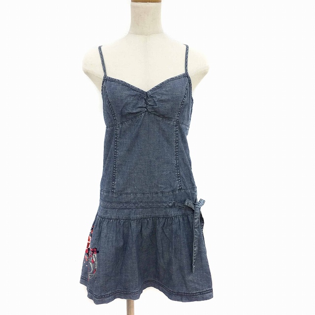 ヒルフィガーデニム Hilfiger Denim ワンピース ミニ キャミソール デニム 刺繍 Xs 青 ブルー レディース 191 ベクトルパーク