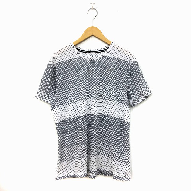 ナイキ Nike Tシャツ 半袖 ランニング 総柄 L 白 グレー ホワイト b メンズ 191 ベクトルパーク