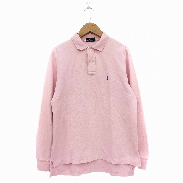 ラルフローレン RALPH LAUREN ポロシャツ 長袖 鹿の子 L ピンク 