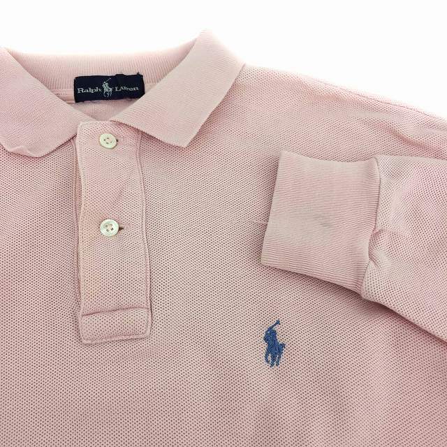 ラルフローレン RALPH LAUREN ポロシャツ 長袖 鹿の子 L ピンク
