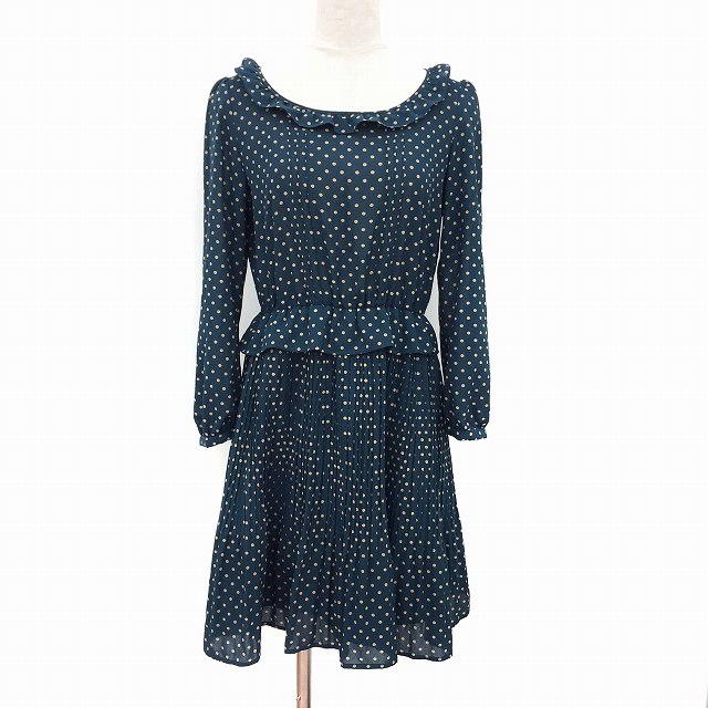 アースミュージック エコロジー Earth Music Ecology ワンピース ひざ丈 長袖 ドット F 緑 グリーン Ko レディース 191 ベクトルパーク