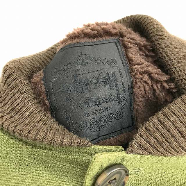 ステューシー STUSSY ジャケット ブルゾン 裏ボア M カーキ メンズ 191