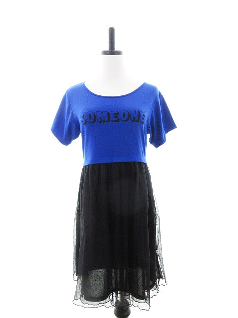 ローリーズファーム Lowrys Farm ワンピース ミニ 半袖 切替 プリント M 黒 ブラック Ck レディース 192 ベクトルパーク