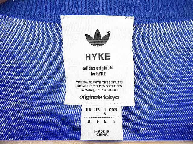 ハイク×アディダス HYKE×adidas ニット カットソー 長袖 ライン S 青