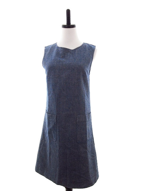 エルエルビーン L L Bean ワンピース ひざ丈 ノースリーブ 総柄 S 青 ブルー Ck レディース 192 ベクトルパーク