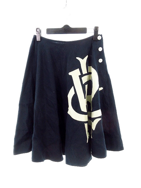 ラルフローレン RALPH LAUREN スカート フレア ひざ丈 麻 リネン ロゴ  