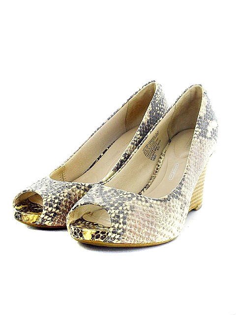 アディダス Adidas ロックポート Rockport Adiprene パンプス ウエッジソール ハイヒール オープントゥ パイソン 型押し 23 5 ベージュ V M1 レディース 192 ベクトルパーク