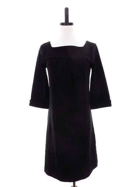 ナチュラルビューティーベーシック Natural Beauty Basic ワンピース ひざ丈 七分袖 無地 M 黒 ブラック Ck レディース 192 ベクトルパーク