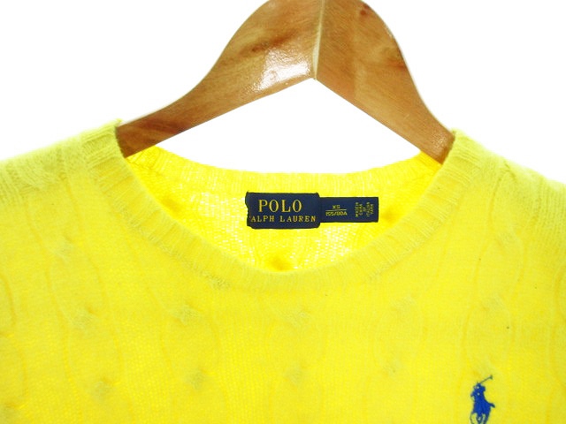 ラルフローレン♡woolセーター　カシミヤ　ワンポイント刺繍　レモンイエロー ラルフローレン♡woolセーター カシミヤ ワンポイント刺繍