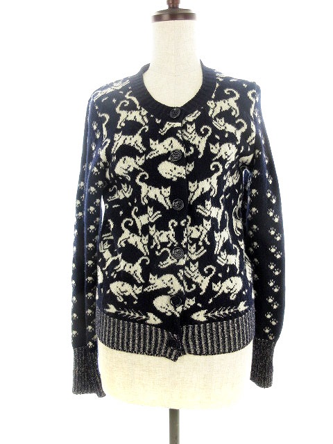 シーバイクロエ SEE BY CHLOE ニット カーディガン 長袖 総柄 紺 