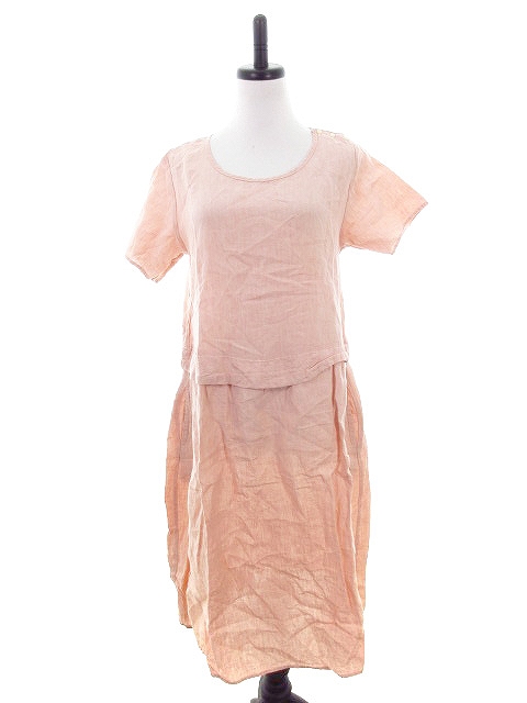 サマンサモスモス Sm2 ワンピース ミモレ丈 半袖 麻 リネン 無地 F ピンク Ck レディース 192 ベクトルパーク